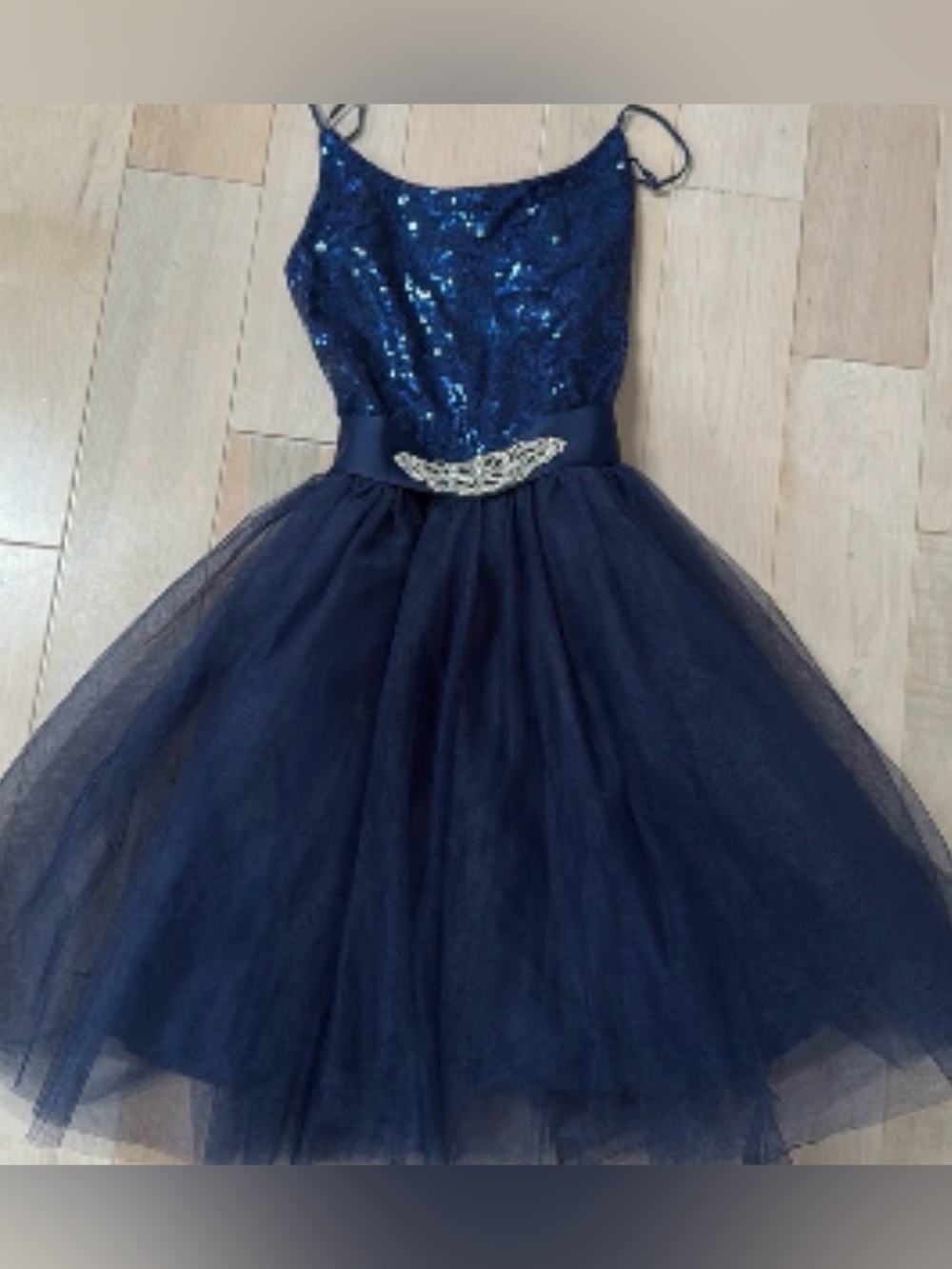 NEW Chasing Fireflies sequin tulle party dress navy blue girls 14 fancy NWOT